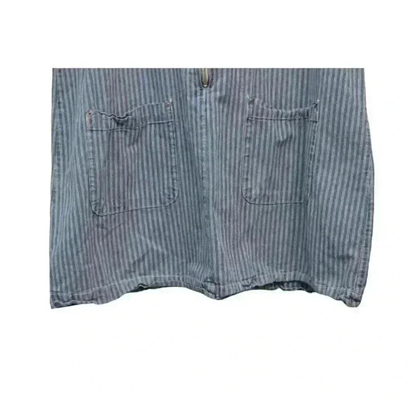 Vintage Chambray Denim Dress Size 20 Jumper Striped 90s Y2K Grunge Half Zip - Picture 6 of 11